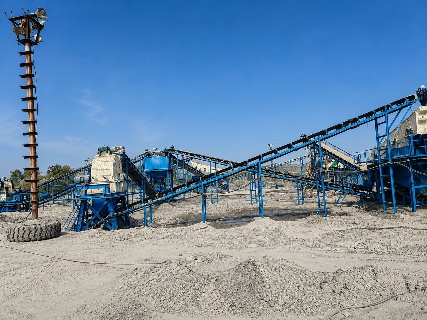 Construction site with aggregate production plant