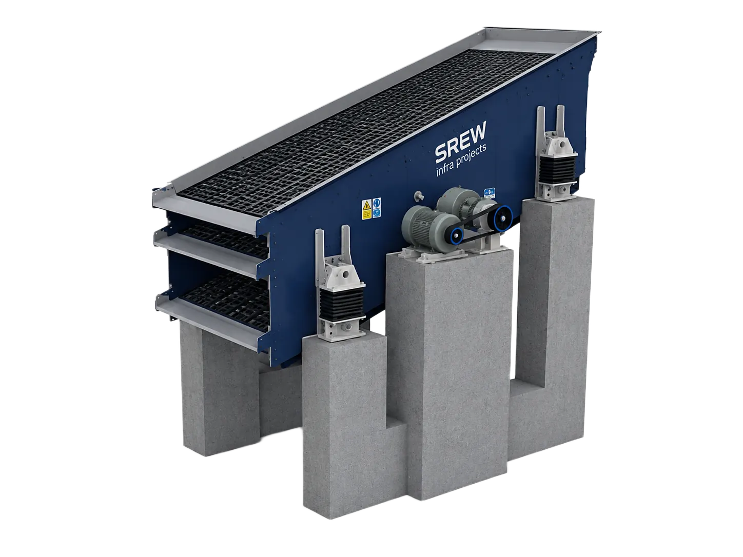 3-deck vibrating screen on a pedestal, built by SREW Projects
