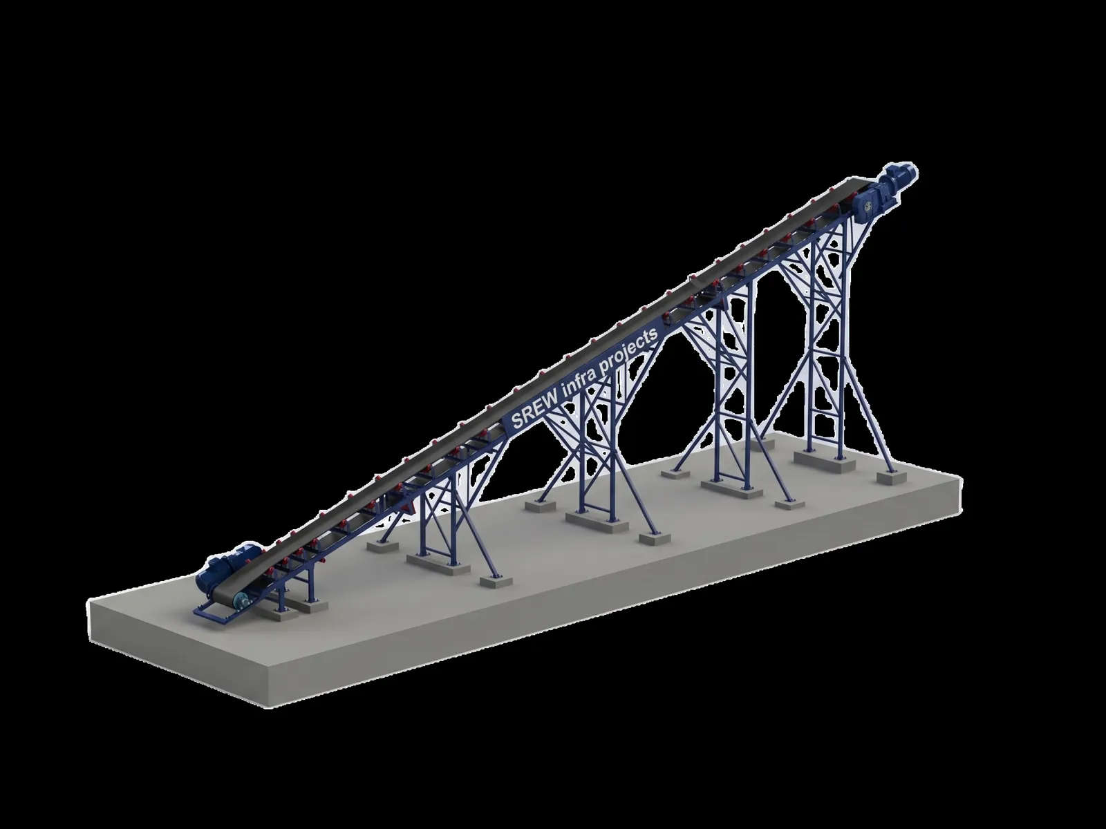 Belt conveyor carrying recycled aggregate