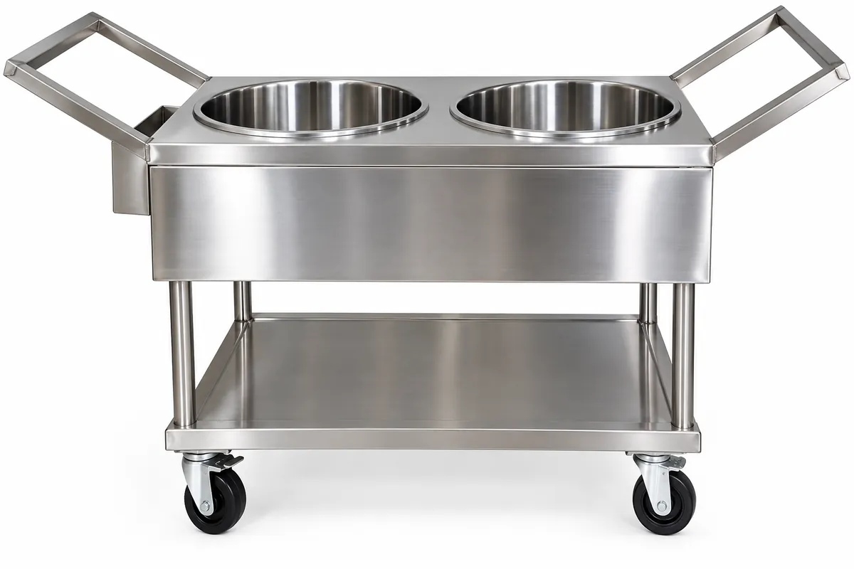 SS Service Trolley - stainless steel fabrication by SREW Projects