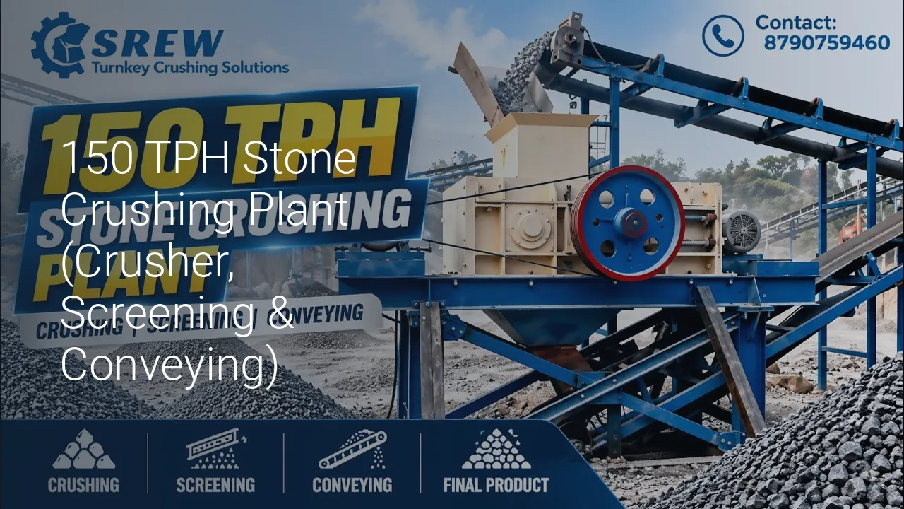 150 TPH Stone Crushing Plant (Crusher, Screening & Conveying) - SREW Projects video